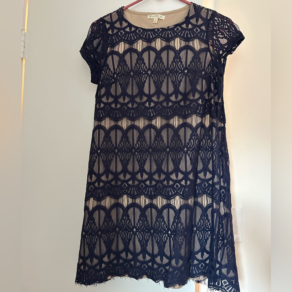 Love, Fire Navy Lace Mini Dress